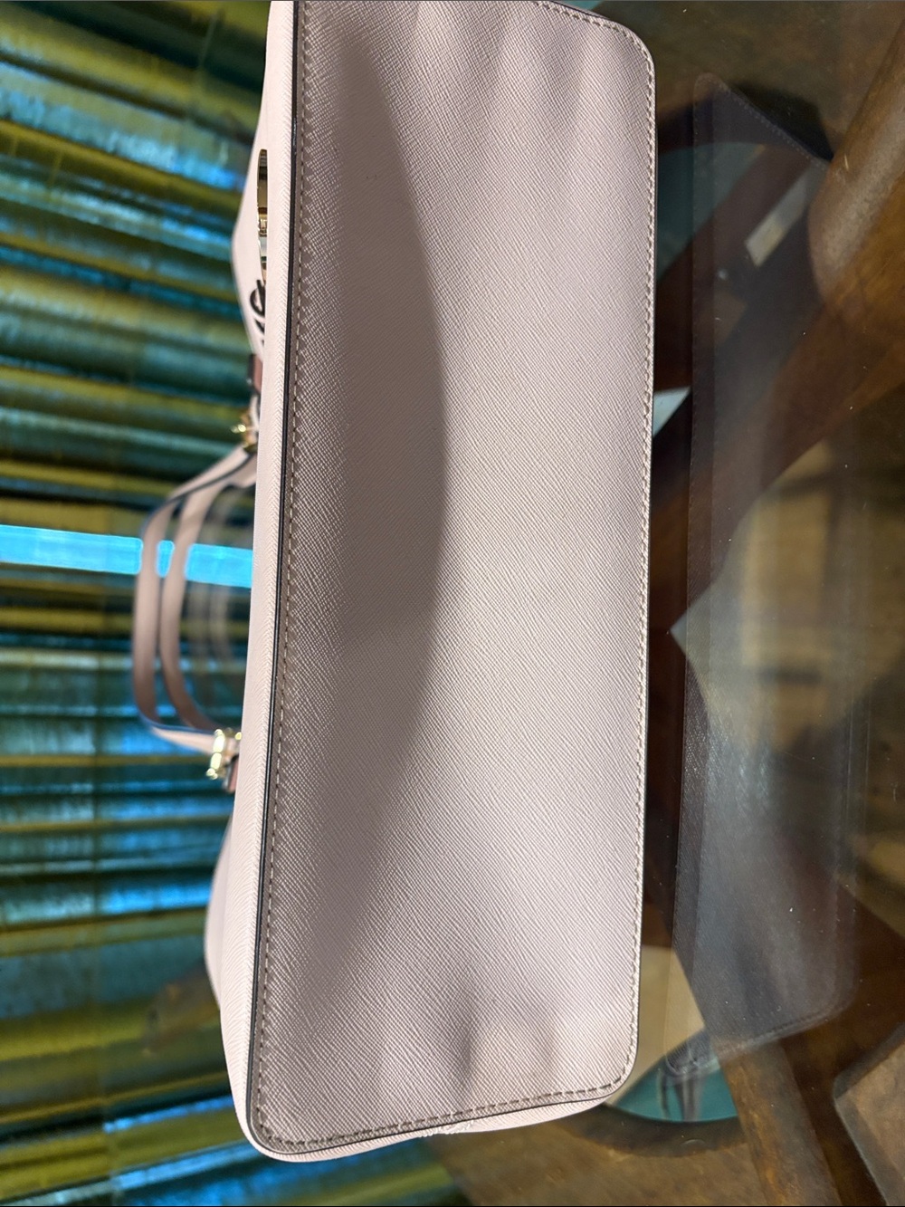 Michael Kors Pale Pink Saffiano Leather Tote with MK Charm - Picture 3 of 9